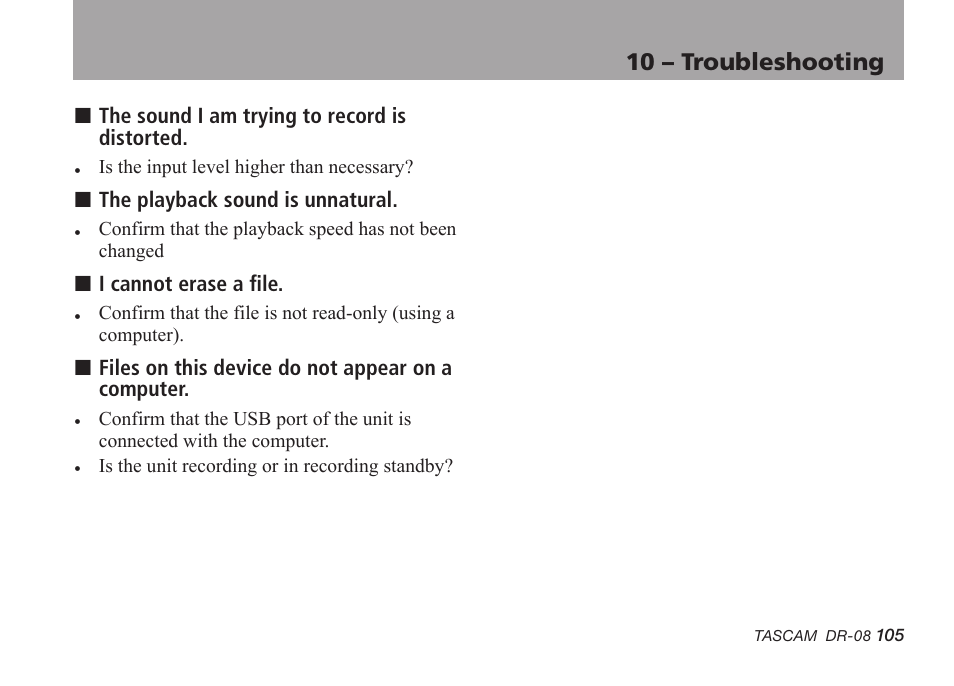 Tascam DR-08 User Manual | Page 105 / 112