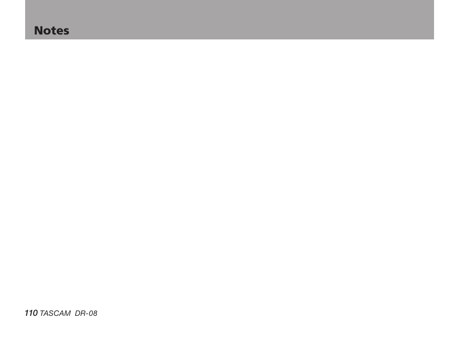 Tascam DR-08 User Manual | Page 110 / 112