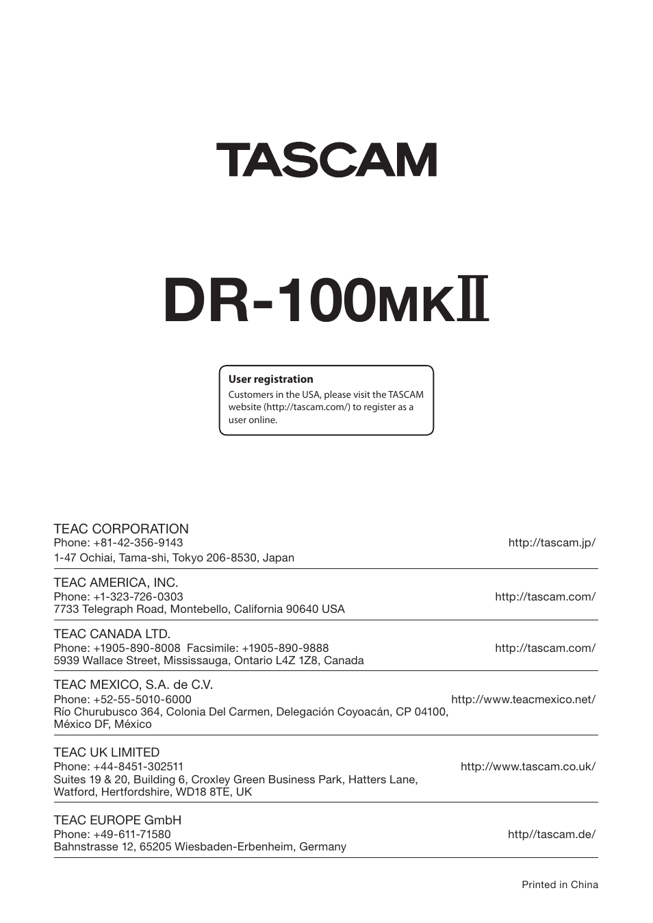 Dr-100 | Teac DR-100MKII User Manual | Page 60 / 60