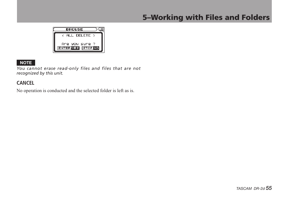 5–working with files and folders | Teac DR-2D User Manual | Page 55 / 88