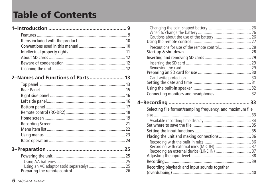 Teac DR-2D User Manual | Page 6 / 88