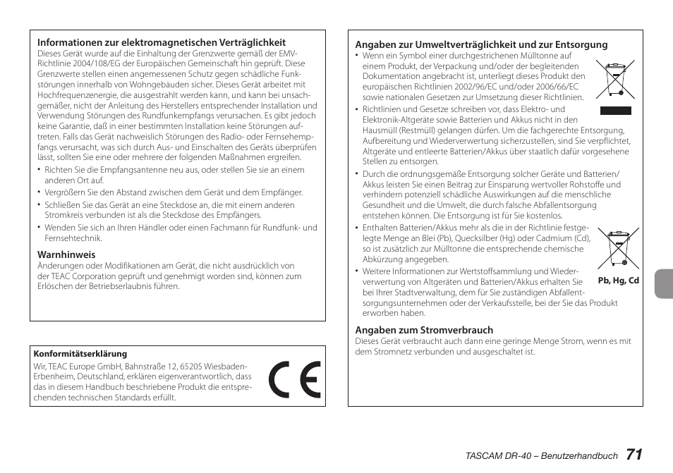 Teac DR-40 User Manual | Page 71 / 140