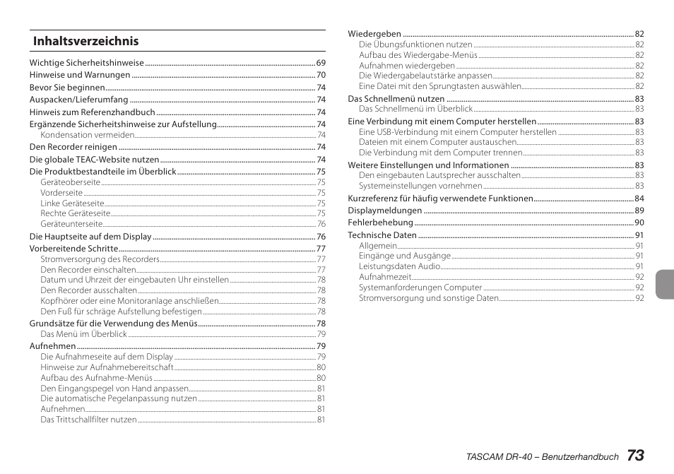 Teac DR-40 User Manual | Page 73 / 140