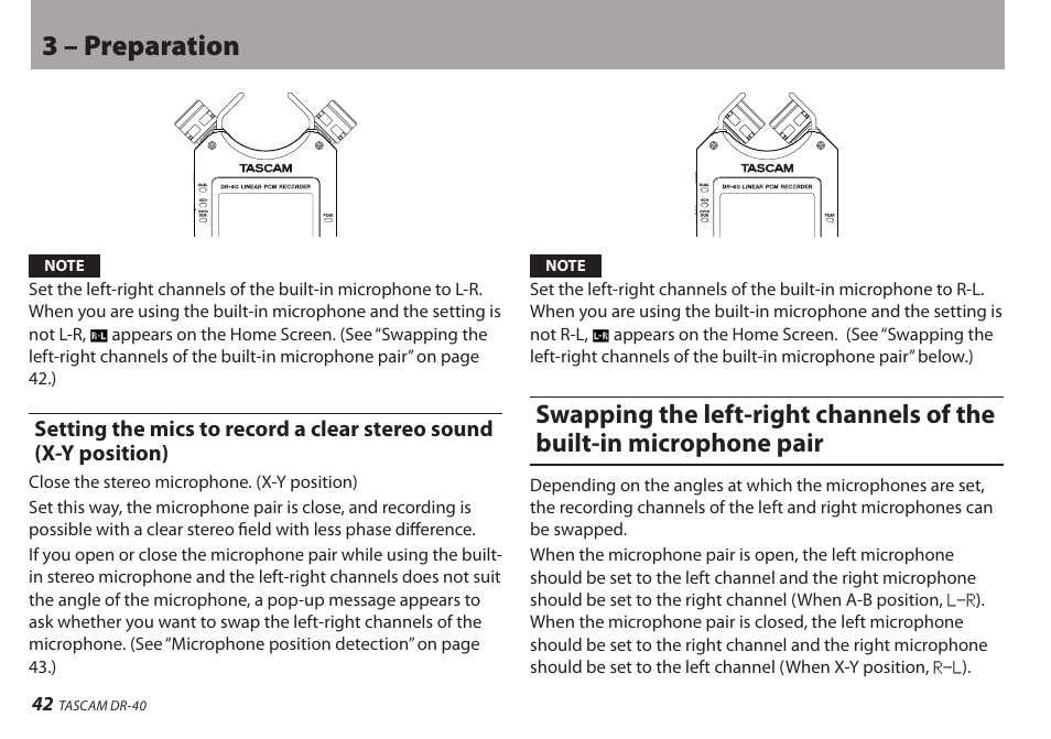 3 – preparation | Teac DR-40 User Manual | Page 42 / 120