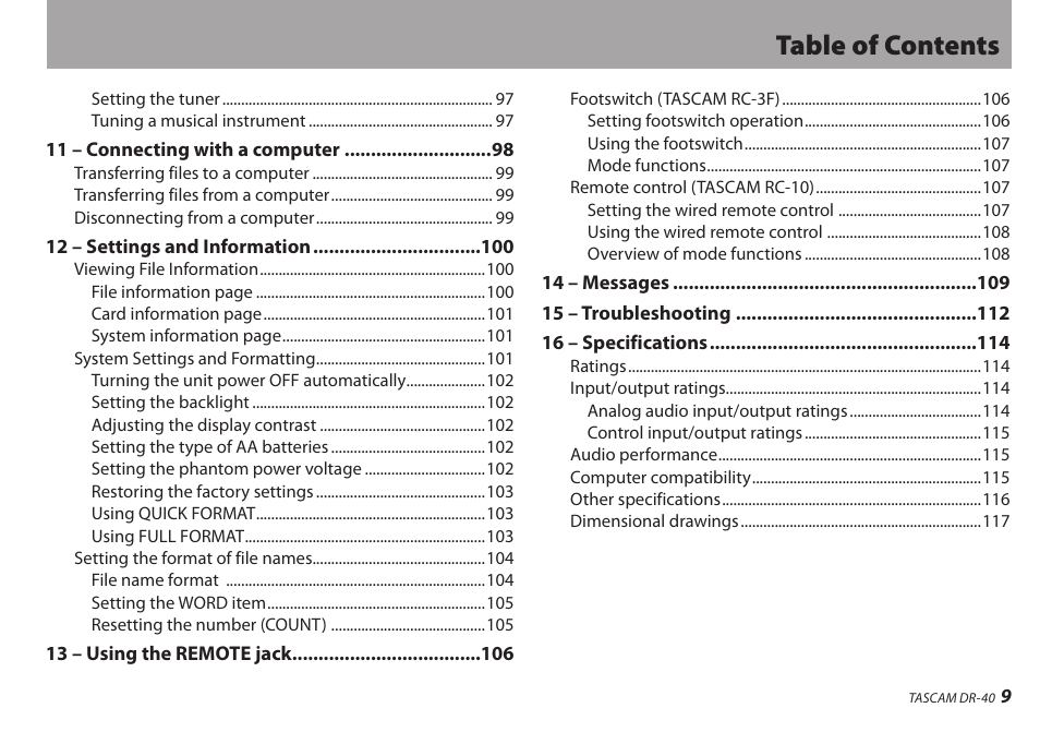 Teac DR-40 User Manual | Page 9 / 120