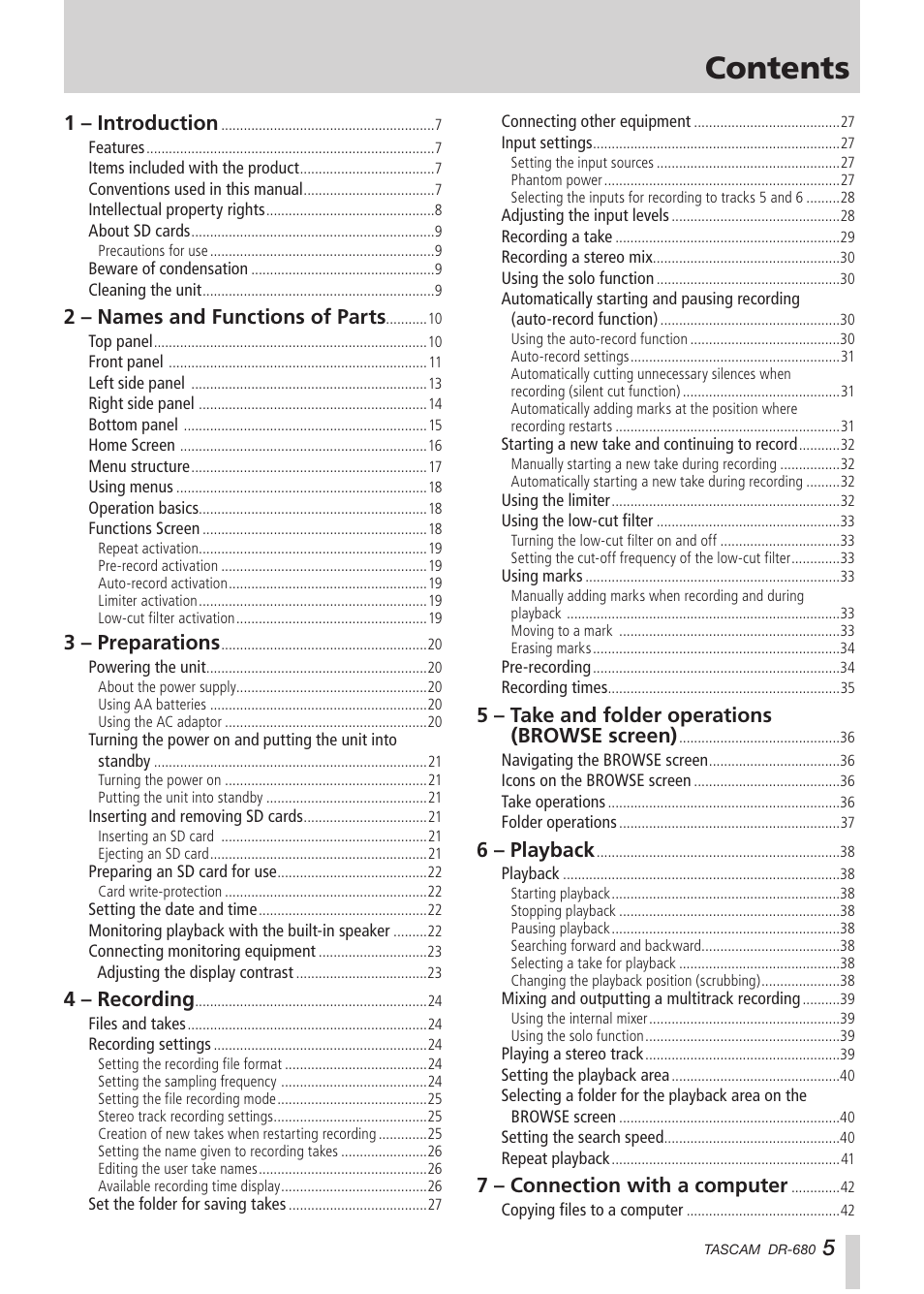 Teac DR-680 User Manual | Page 5 / 56