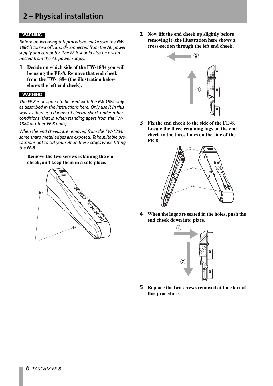 2 - physical installation, 2 – physical installation | Teac FE-8 User Manual | Page 6 / 12