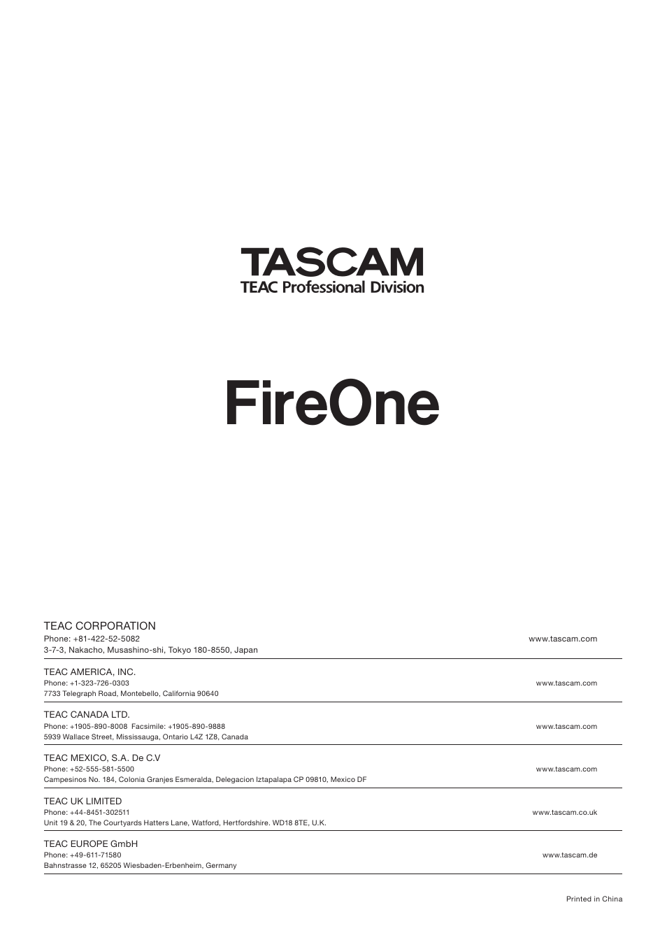 Fireone | Teac FireOne User Manual | Page 24 / 24