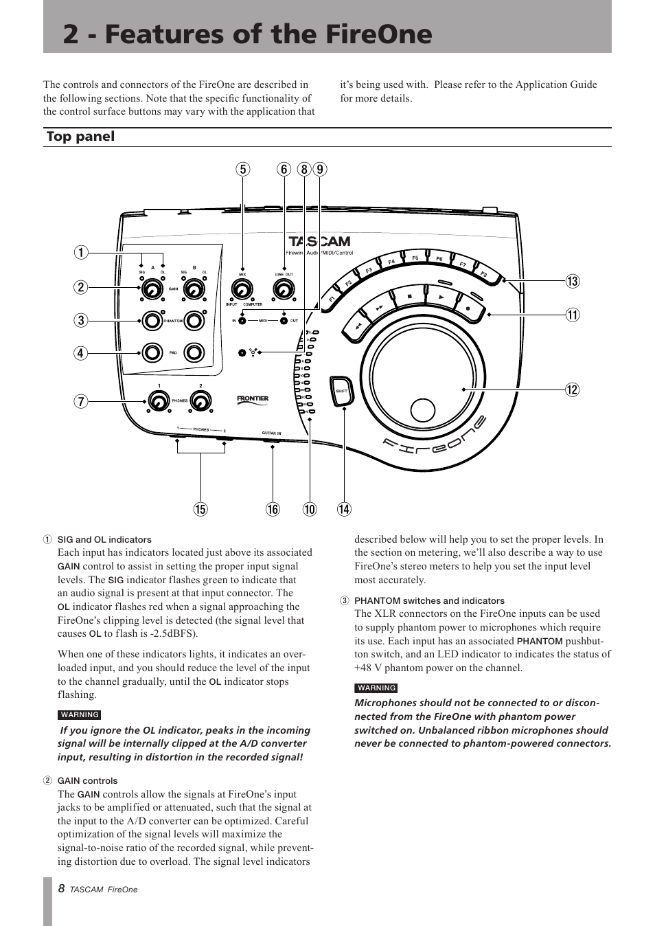 2 - features of the fireone, Top panel, Important safety precautions | Teac FireOne User Manual | Page 8 / 24