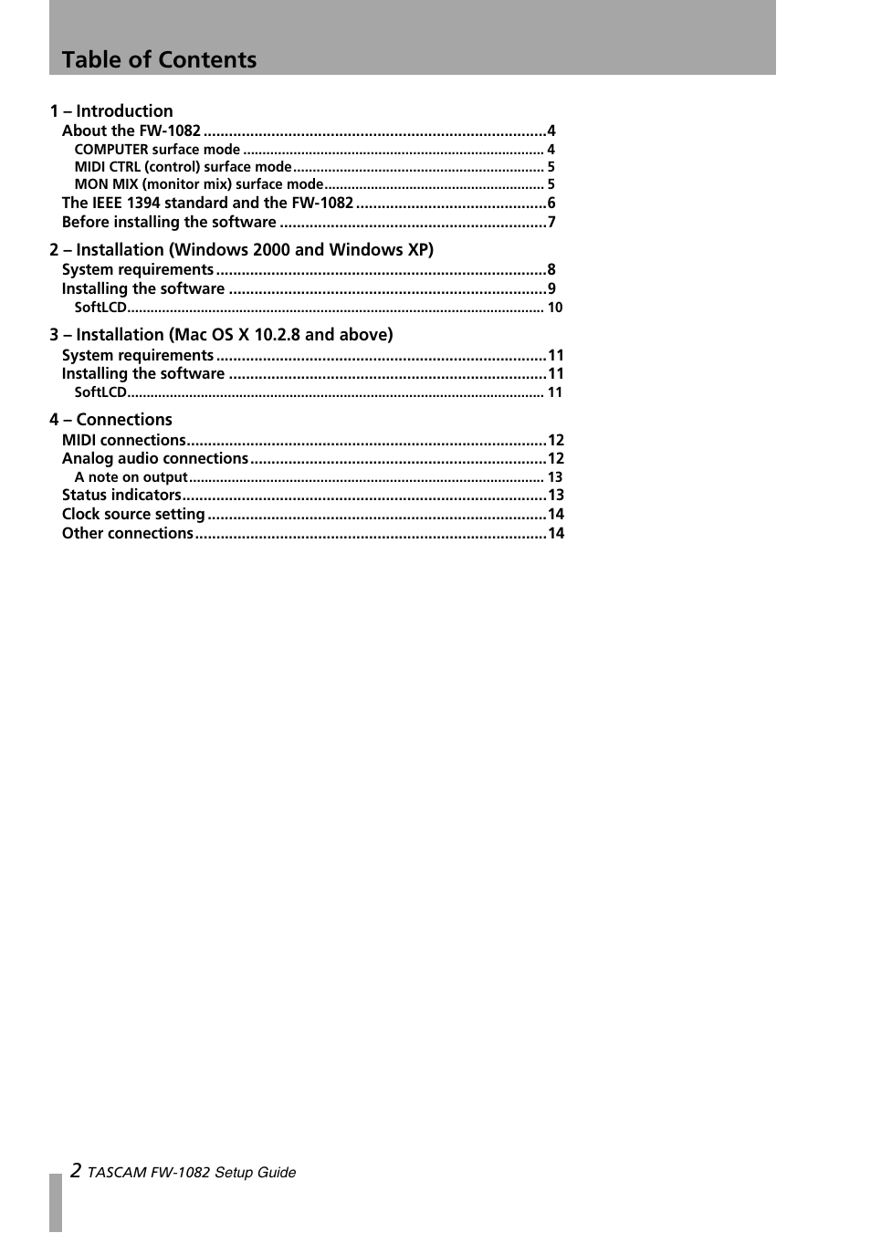 Teac FW-1082 Setup Guide User Manual | Page 2 / 16