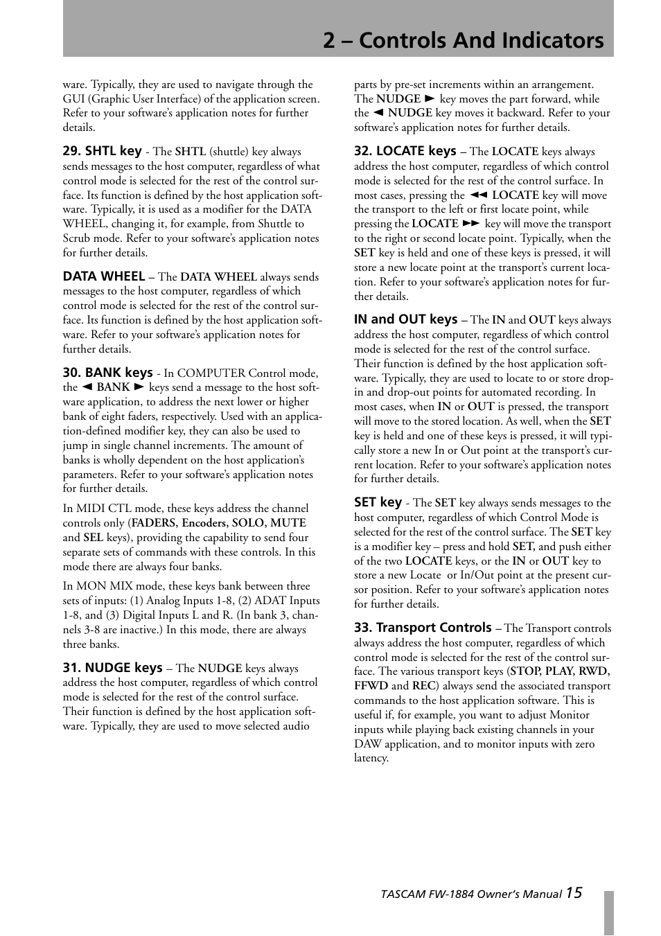 2 – controls and indicators | Teac FW-1884 User Manual | Page 15 / 42