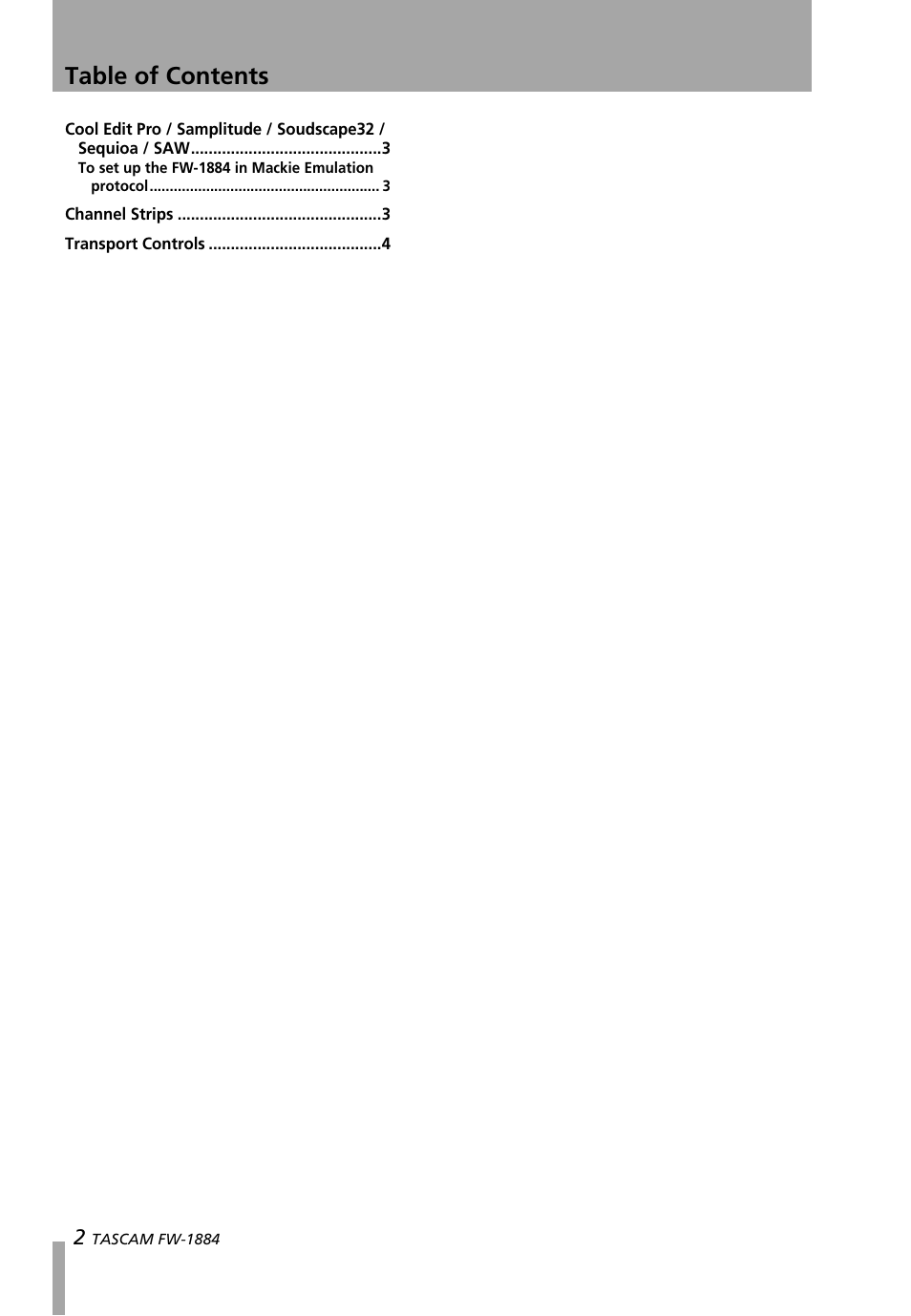 Teac FW-1884 Mackie Control Emulation User Manual | Page 2 / 5