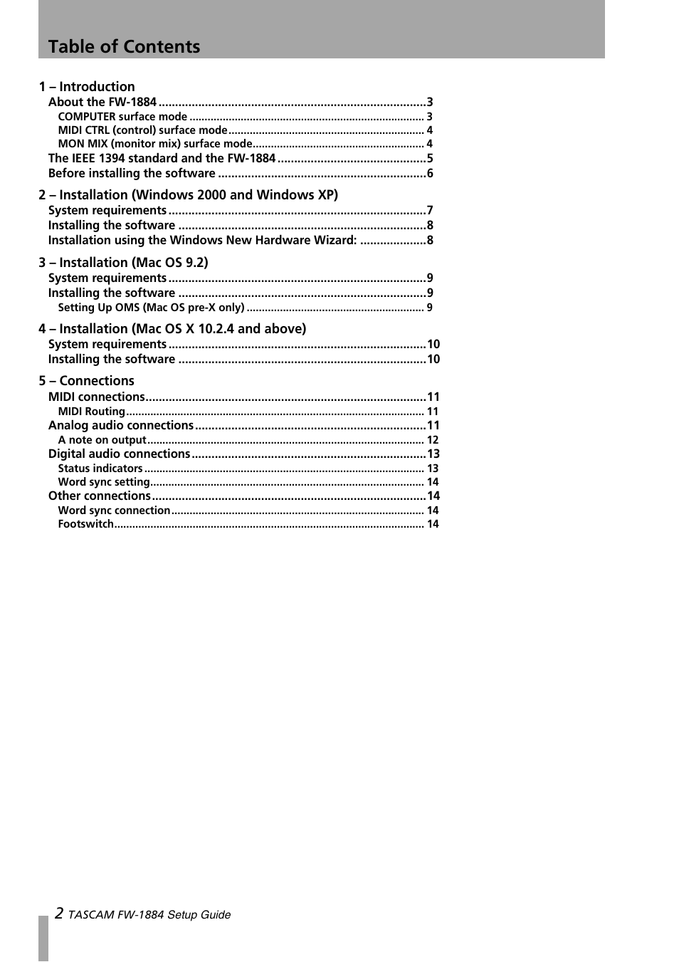 Teac FW-1884 Setup Guide User Manual | Page 2 / 16