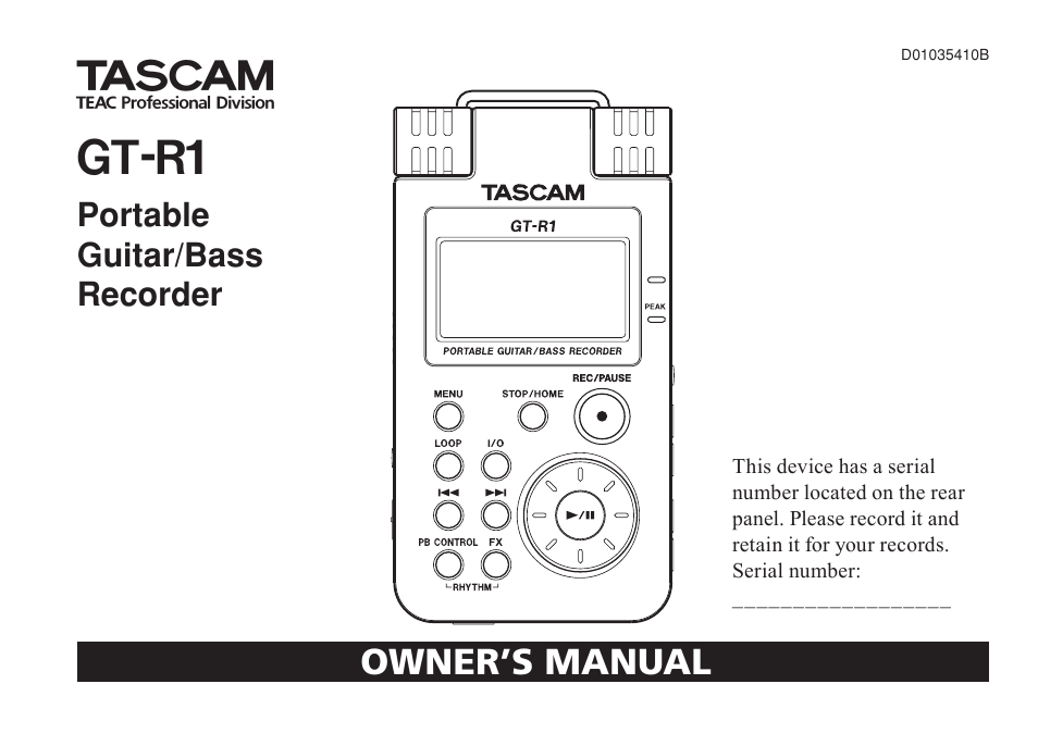 Teac GT-R1 User Manual | 112 pages