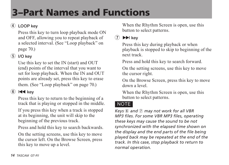 3–part names and functions | Teac GT-R1 User Manual | Page 14 / 112