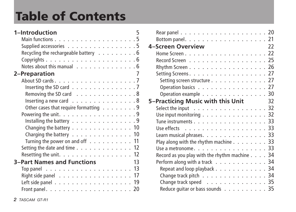 Teac GT-R1 User Manual | Page 2 / 112