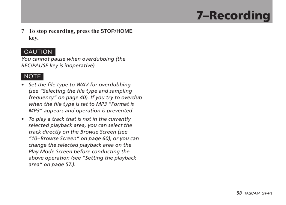 7–recording | Teac GT-R1 User Manual | Page 53 / 112