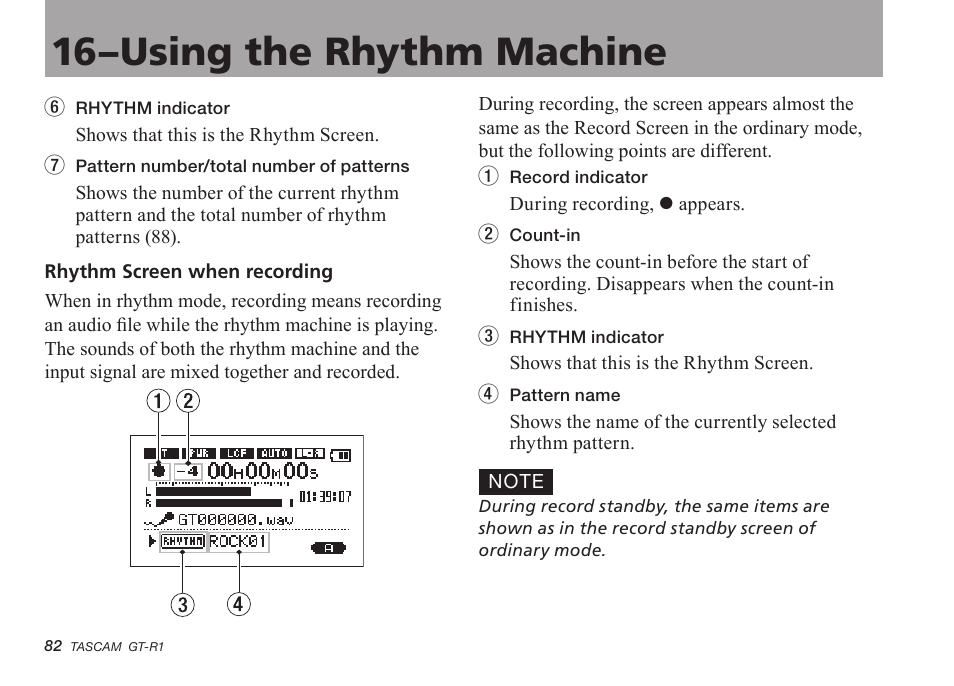 16–using the rhythm machine | Teac GT-R1 User Manual | Page 82 / 112