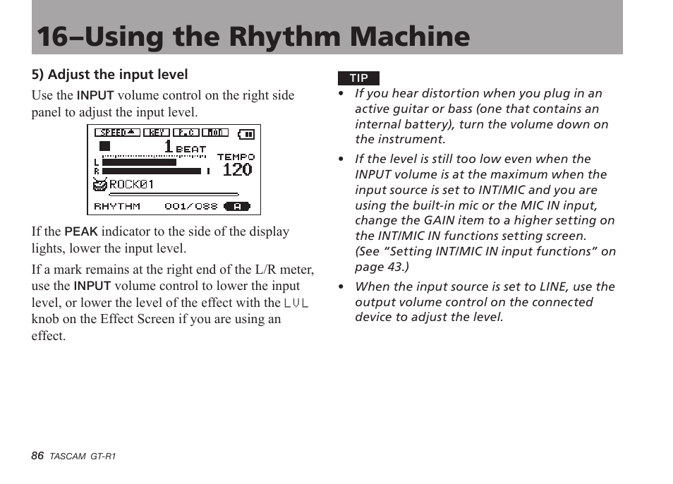 16–using the rhythm machine | Teac GT-R1 User Manual | Page 86 / 112