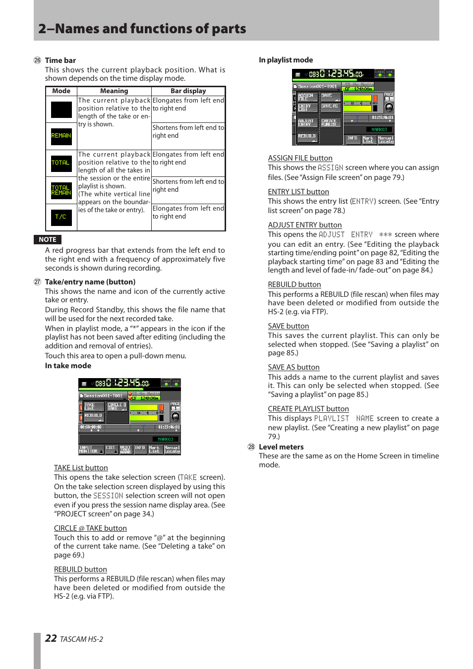 2−names and functions of parts | Teac HS-2 User Manual | Page 22 / 132