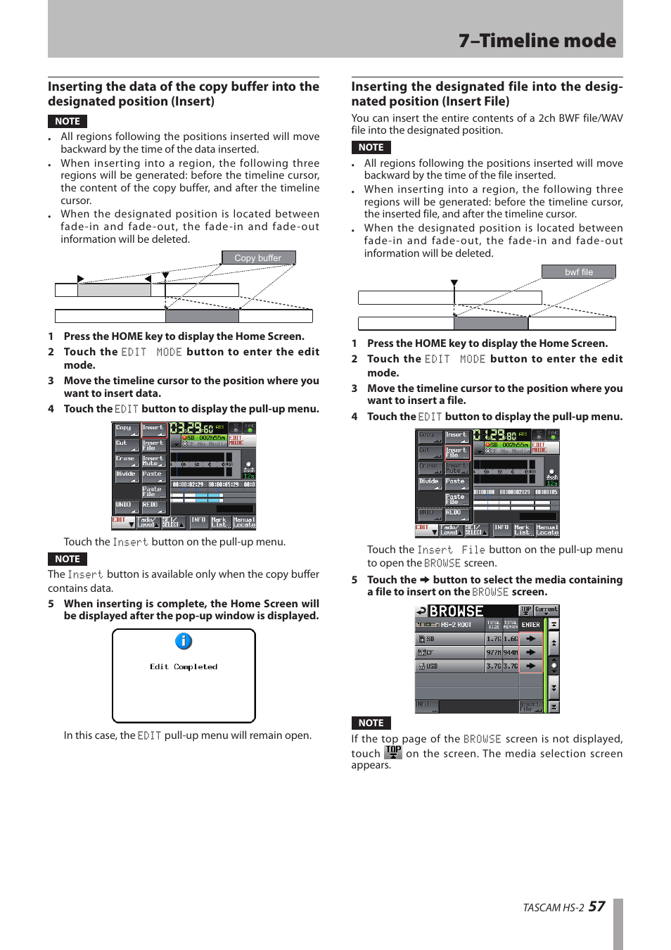 7–timeline mode | Teac HS-2 User Manual | Page 57 / 132