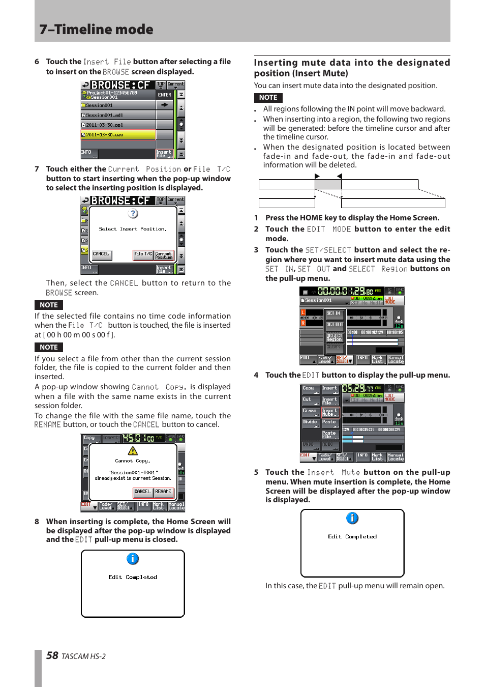 7–timeline mode | Teac HS-2 User Manual | Page 58 / 132