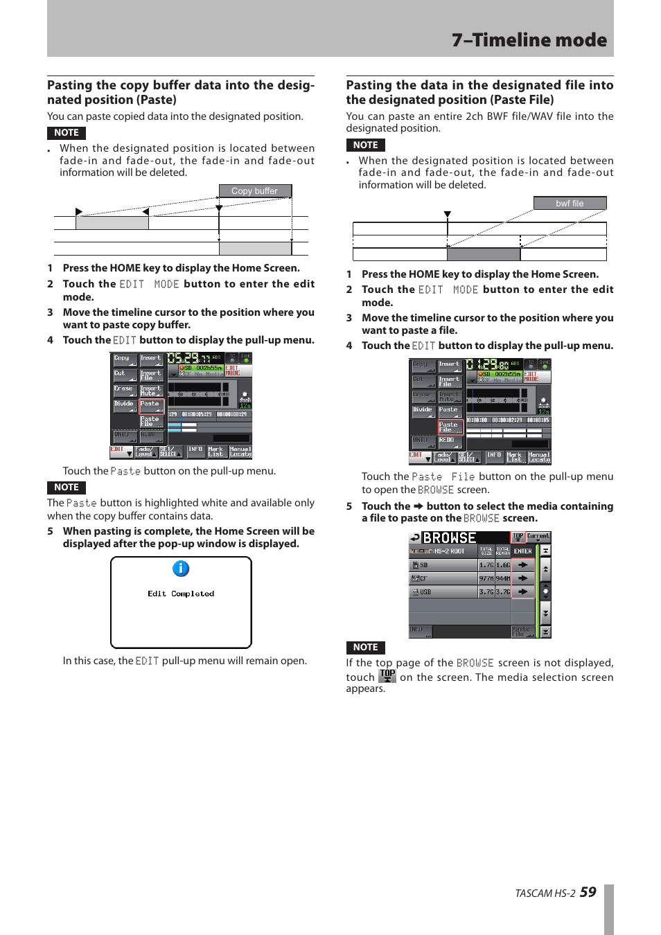 7–timeline mode | Teac HS-2 User Manual | Page 59 / 132