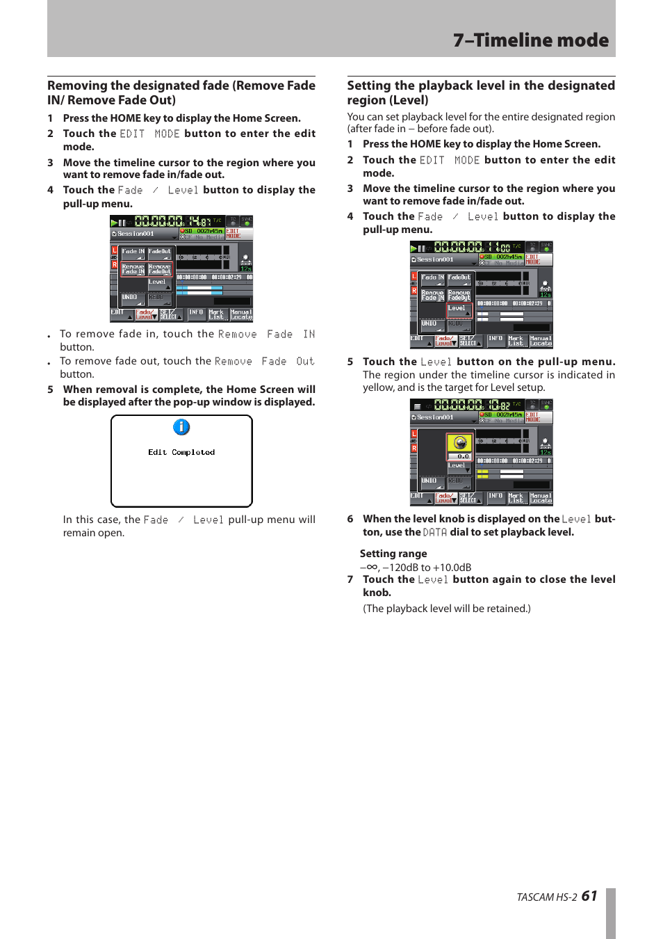 7–timeline mode | Teac HS-2 User Manual | Page 61 / 132