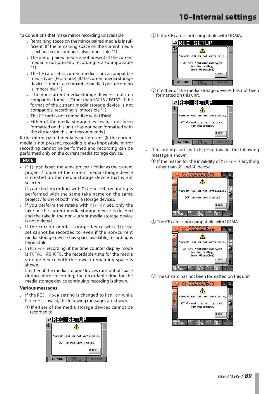 10–internal settings | Teac HS-2 User Manual | Page 89 / 132