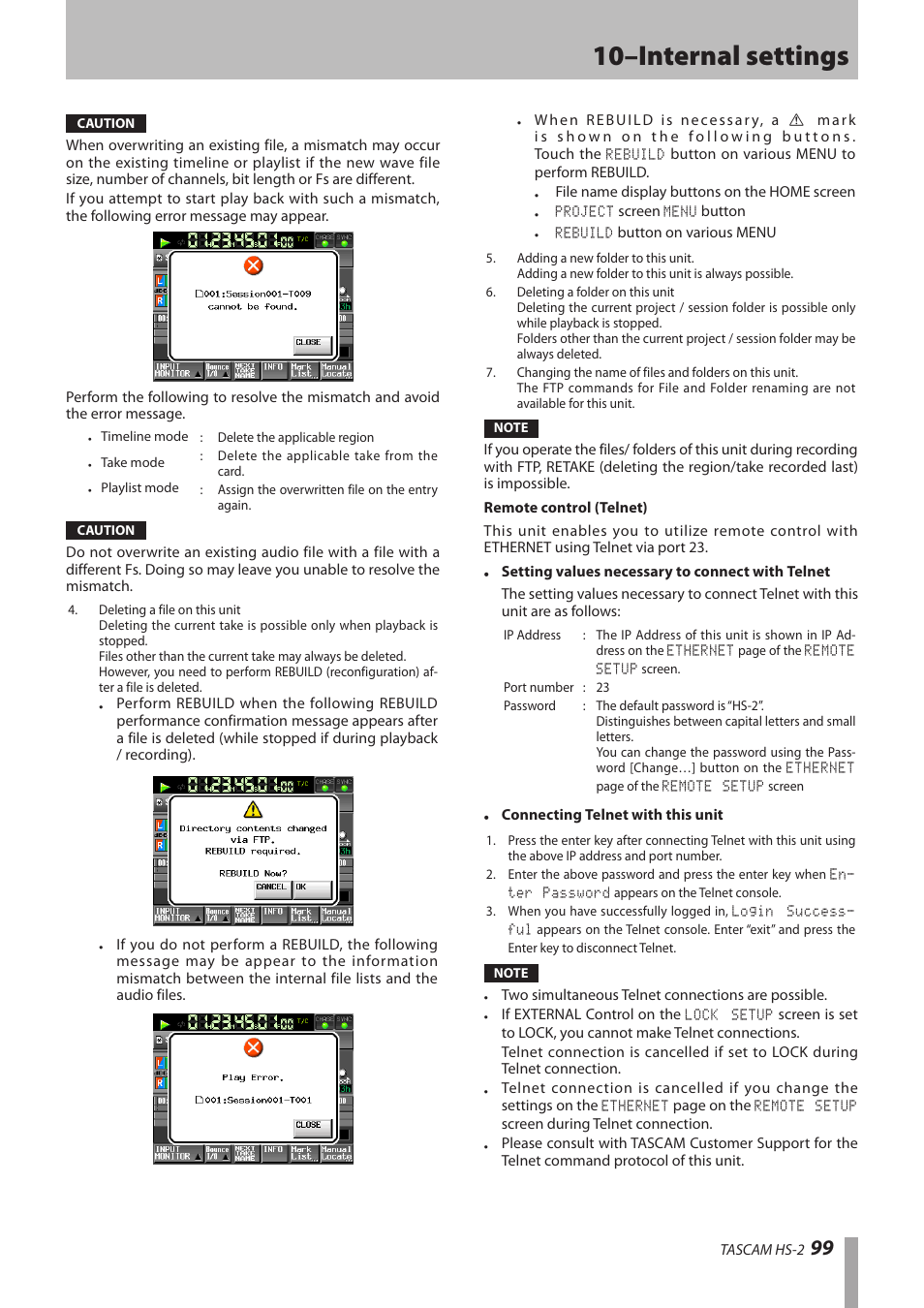 10–internal settings | Teac HS-2 User Manual | Page 99 / 132