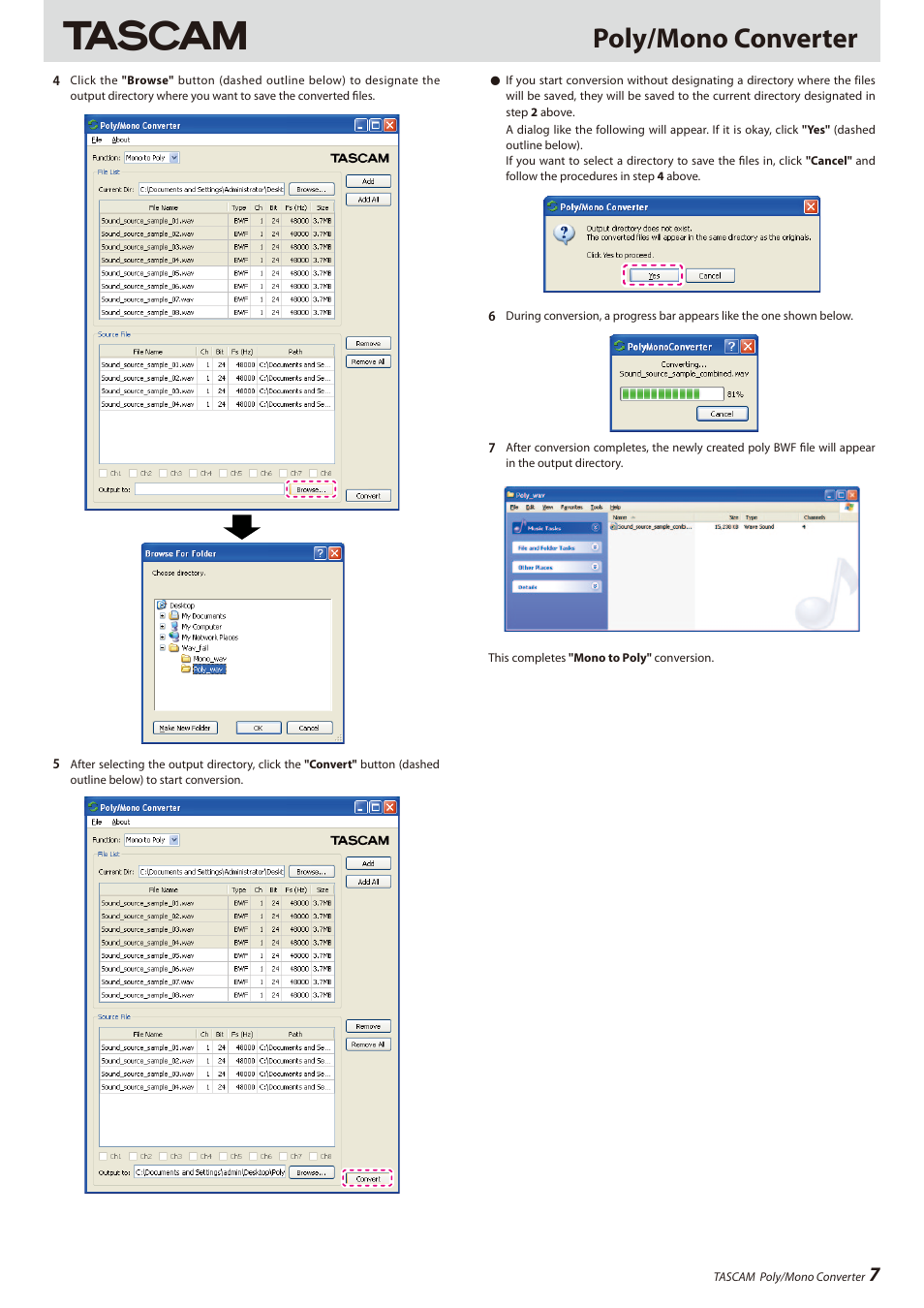 Poly/mono converter | Teac HS-8 Software Manual User Manual | Page 7 / 13