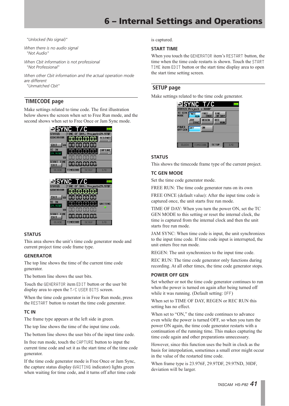 6 – internal settings and operations | Teac HS-P82 User Manual | Page 41 / 64