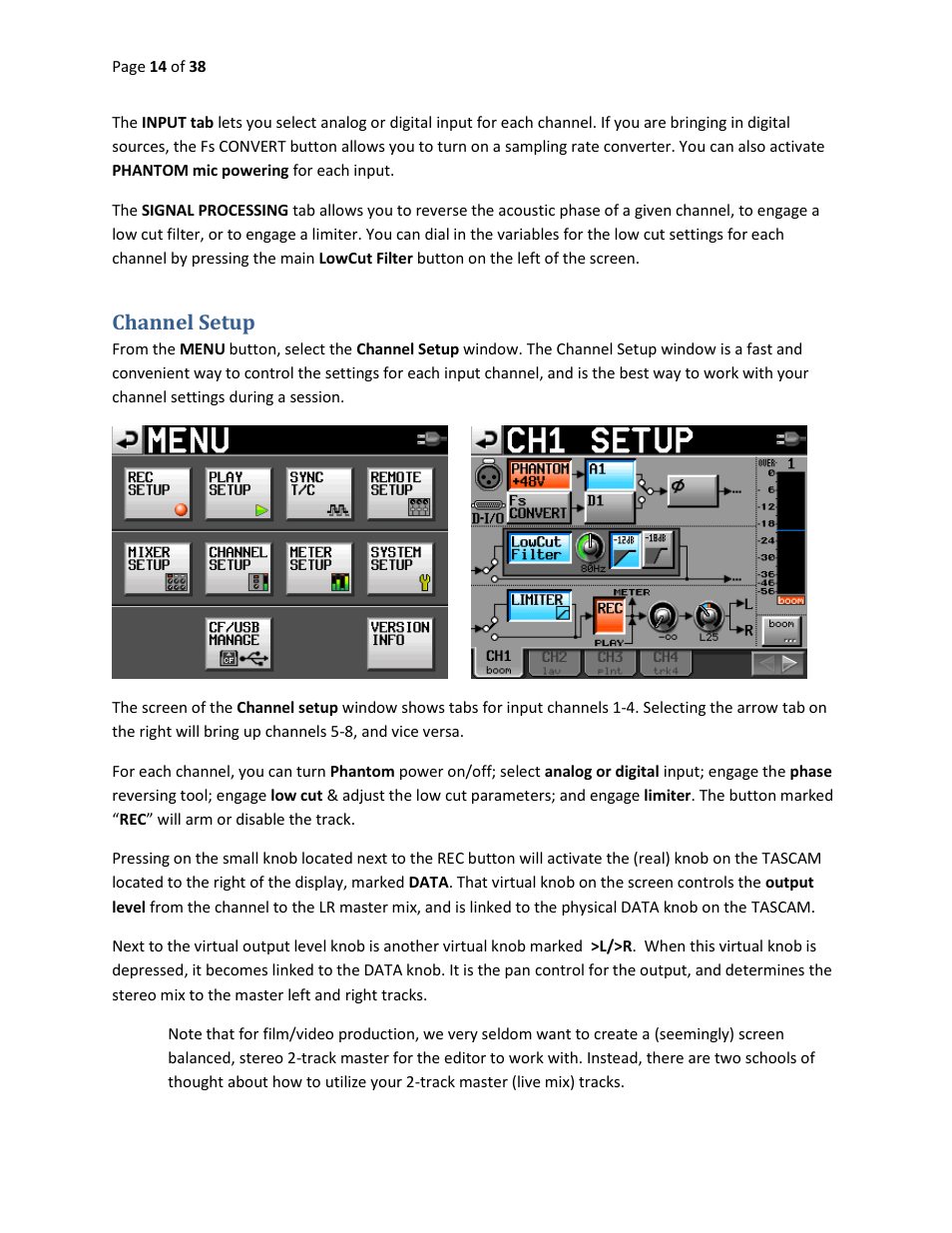 Channel setup | Teac HS-P82 Quick Start Guide User Manual | Page 14 / 38