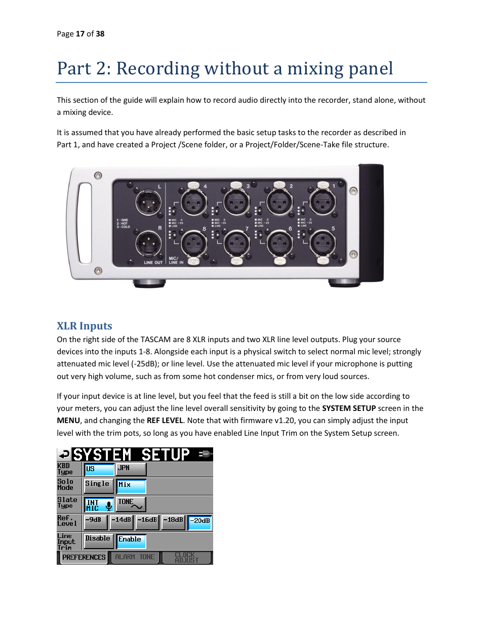 Part 2: recording without a mixing panel | Teac HS-P82 Quick Start Guide User Manual | Page 17 / 38