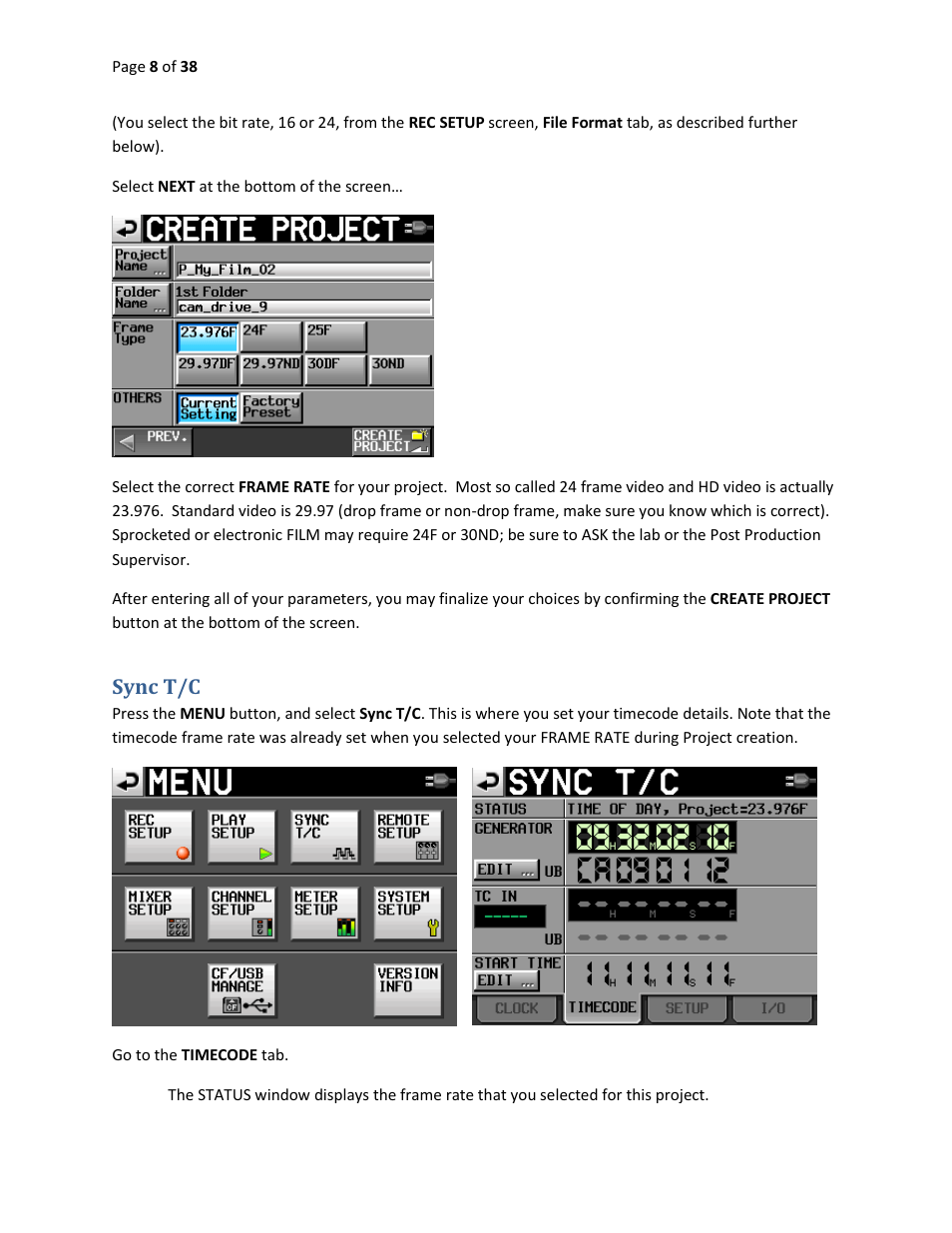 Sync t/c | Teac HS-P82 Quick Start Guide User Manual | Page 8 / 38