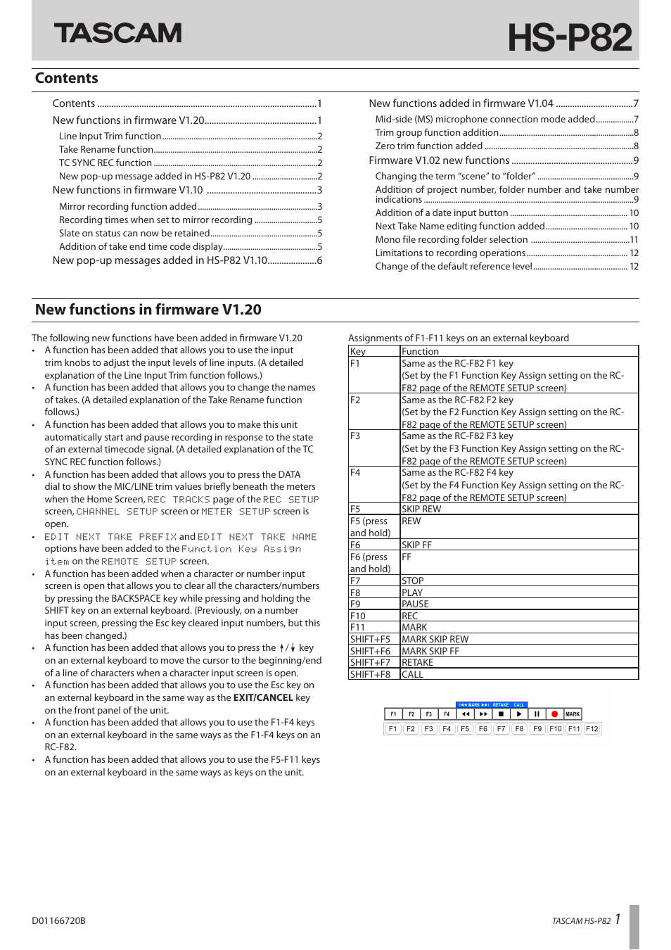 Teac HS-P82 Addendum V1.20 User Manual | 12 pages