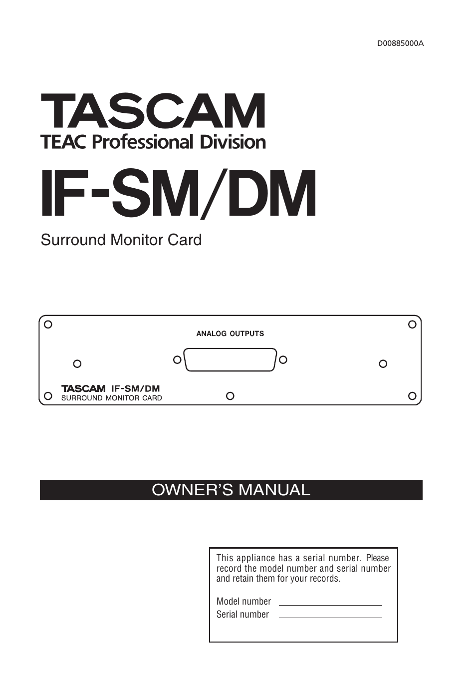 Teac IF-SM/DM User Manual | 19 pages