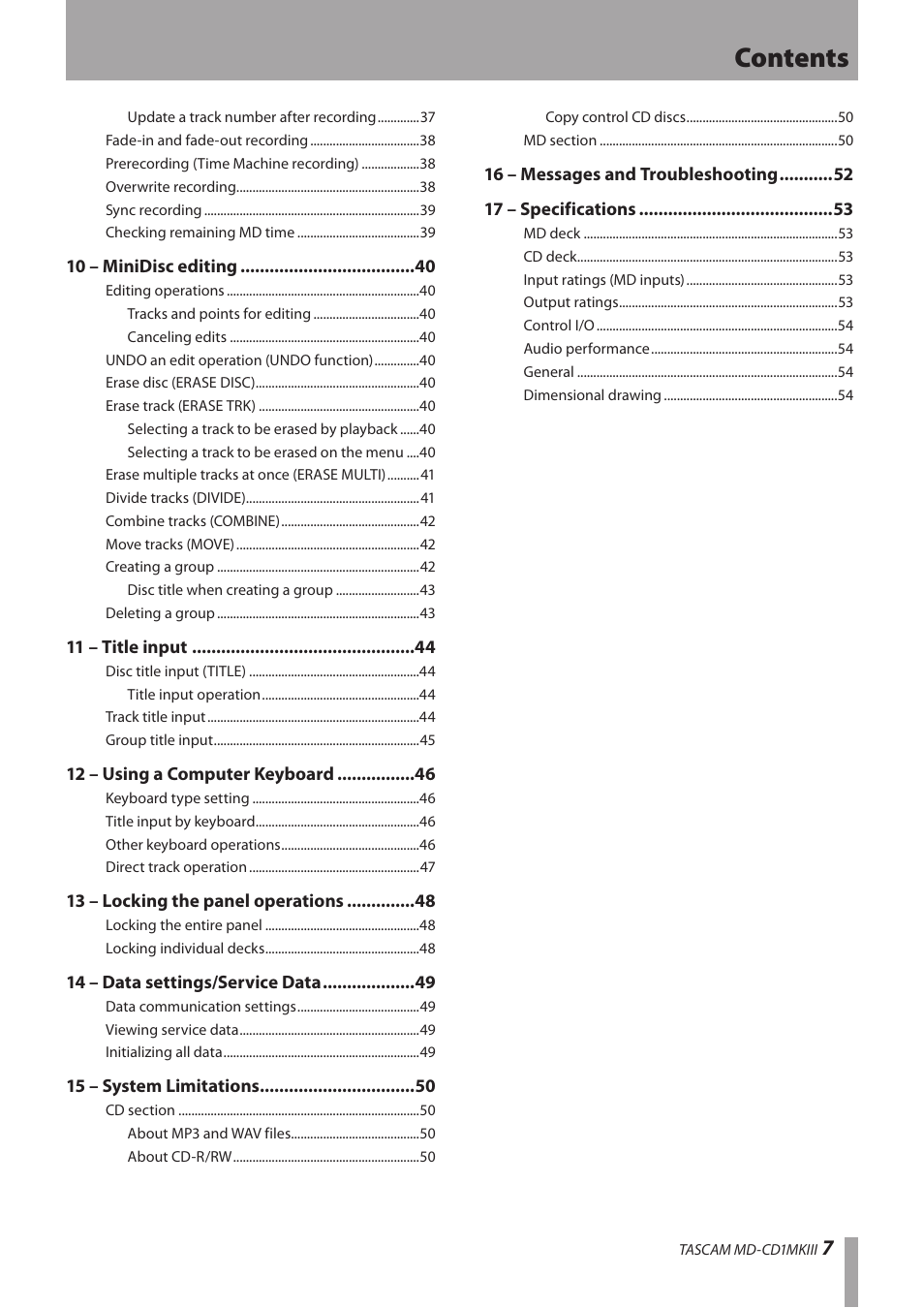 Teac MD-CD1MKIII User Manual | Page 7 / 56