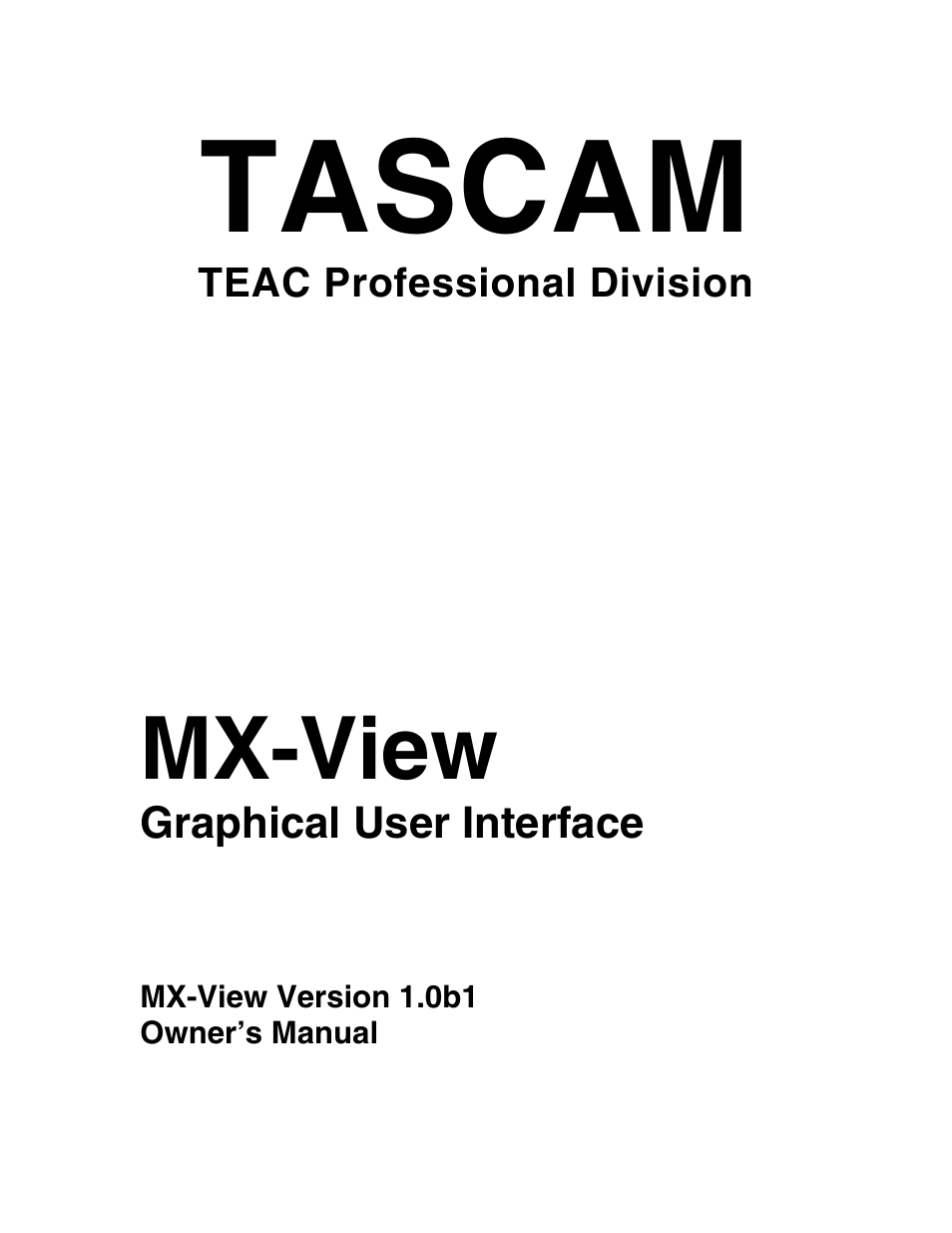 Teac MX-View Version 1.0b1 User Manual | 92 pages