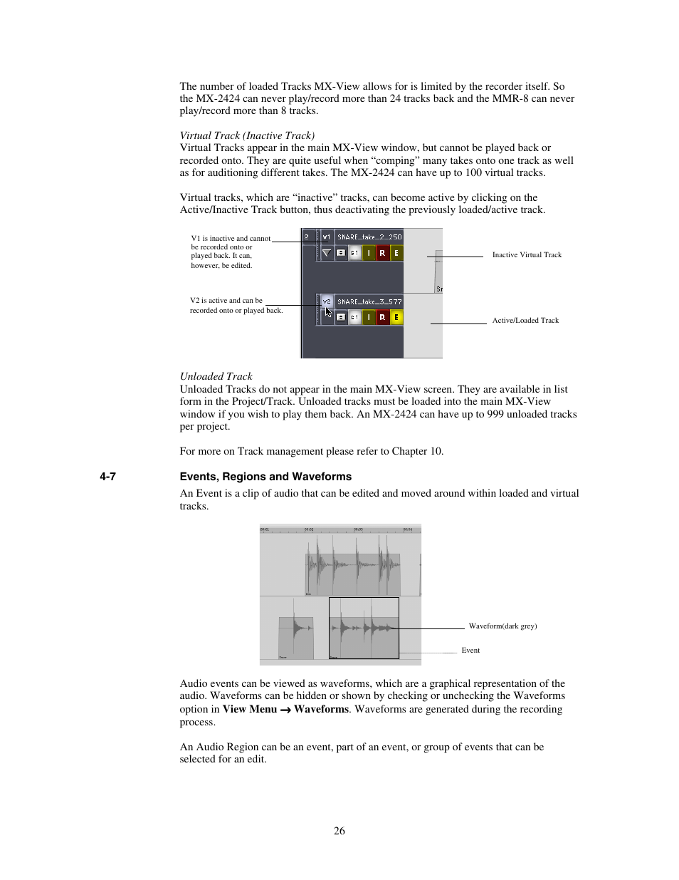 Events, regions and waveforms | Teac MX-View Version 1.0b1 User Manual | Page 26 / 92