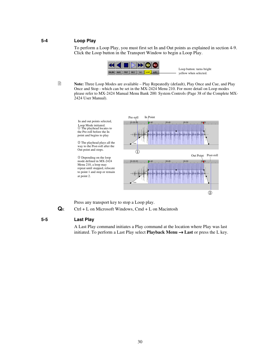 Loop play, Last play | Teac MX-View Version 1.0b1 User Manual | Page 30 / 92