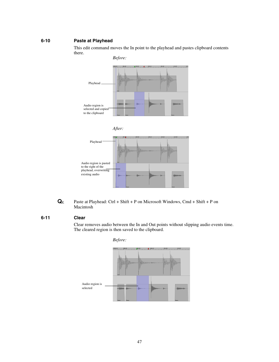 Paste at playhead, Clear | Teac MX-View Version 1.0b1 User Manual | Page 47 / 92