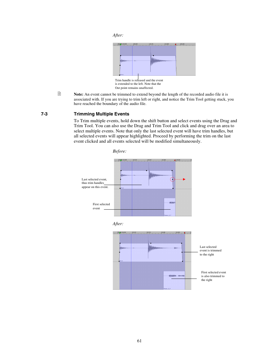 Trimming multiple events | Teac MX-View Version 1.0b1 User Manual | Page 61 / 92