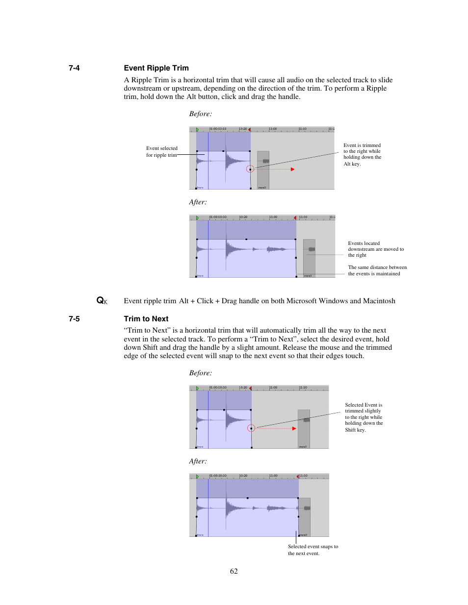 Event ripple trim, Trim to next | Teac MX-View Version 1.0b1 User Manual | Page 62 / 92