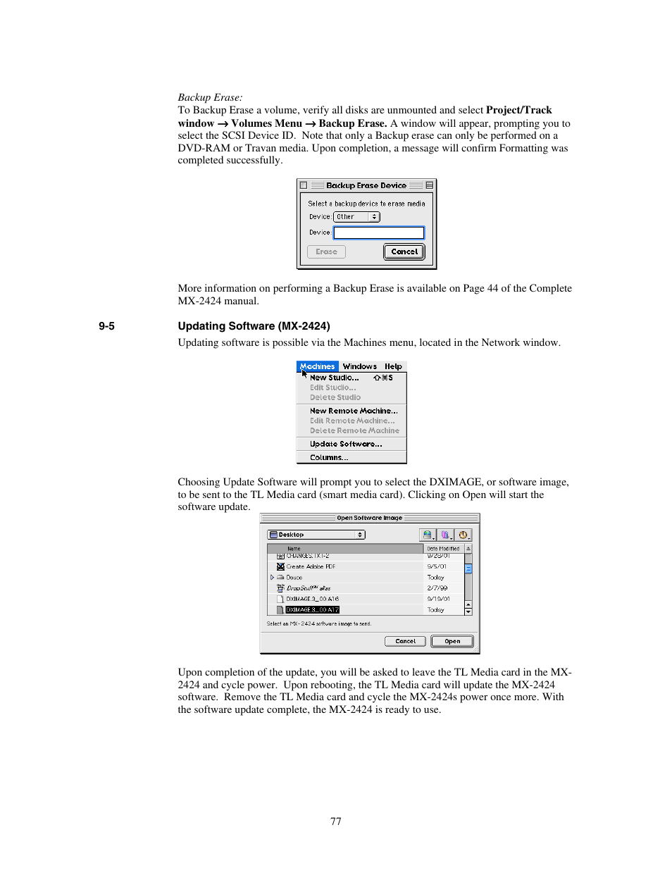 Updating software (mx-2424) | Teac MX-View Version 1.0b1 User Manual | Page 77 / 92