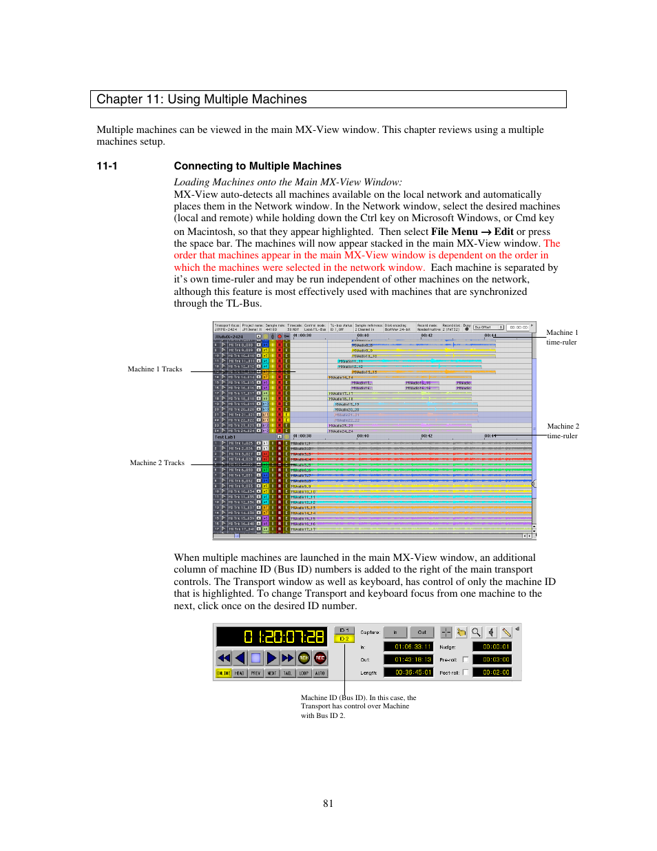Chapter 11: using multiple machines, Connecting to multiple machines | Teac MX-View Version 1.0b1 User Manual | Page 81 / 92