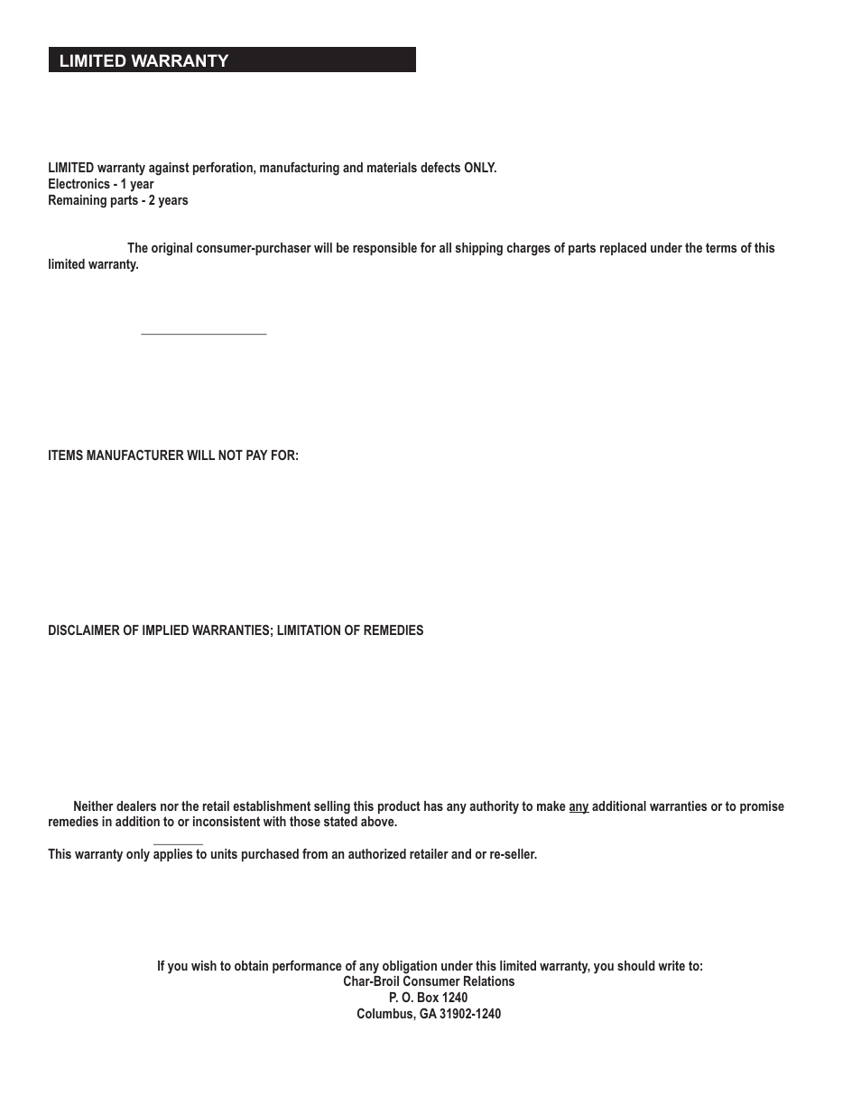 Char-Broil RED 463250308 User Manual | Page 28 / 32