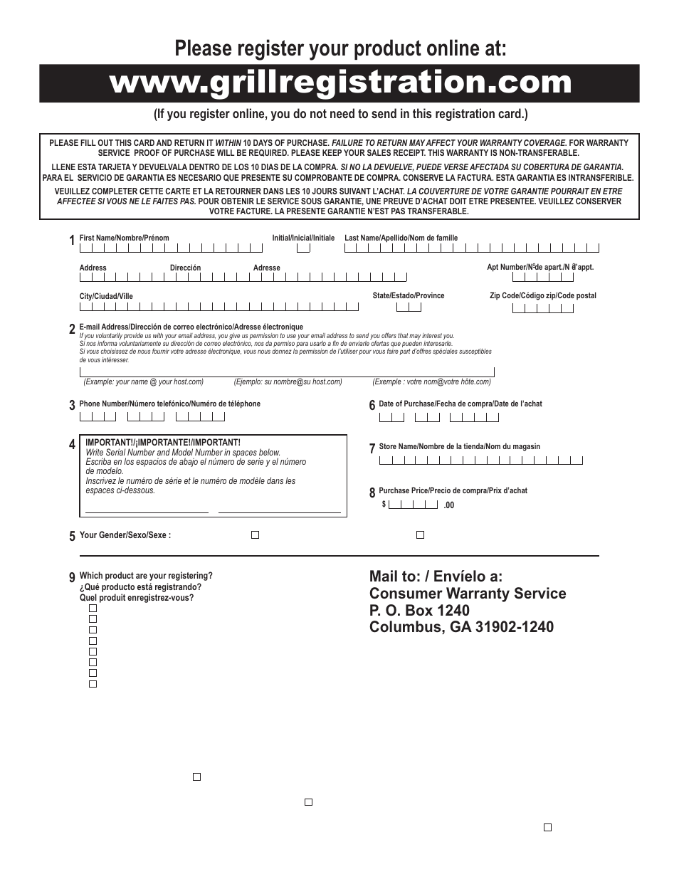 Please register your product online at | Char-Broil RED 463250308 User Manual | Page 29 / 32