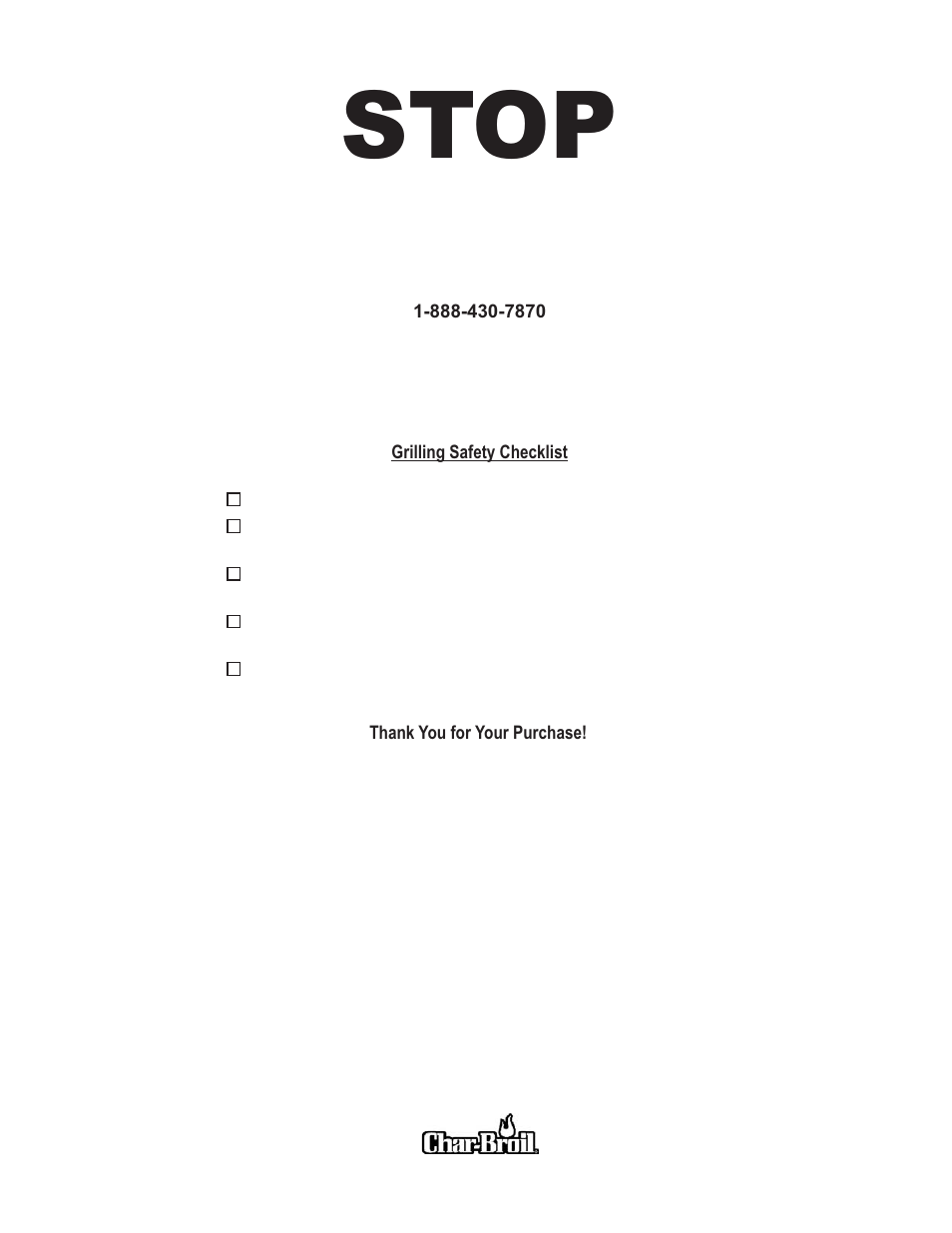 Stop | Char-Broil RED 463250308 User Manual | Page 32 / 32