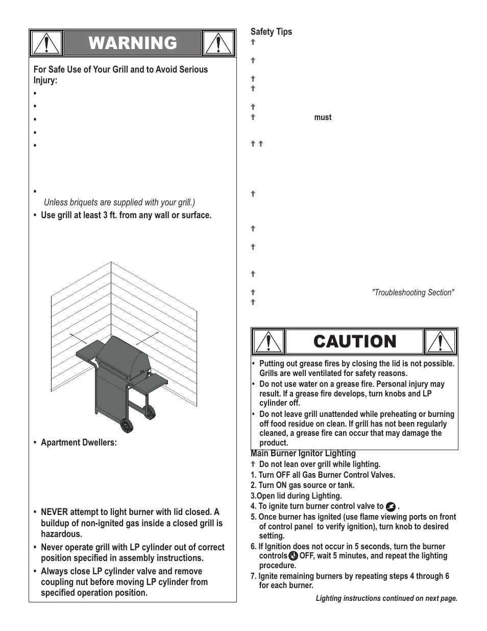 Warning, Caution | Char-Broil RED 463250308 User Manual | Page 7 / 32